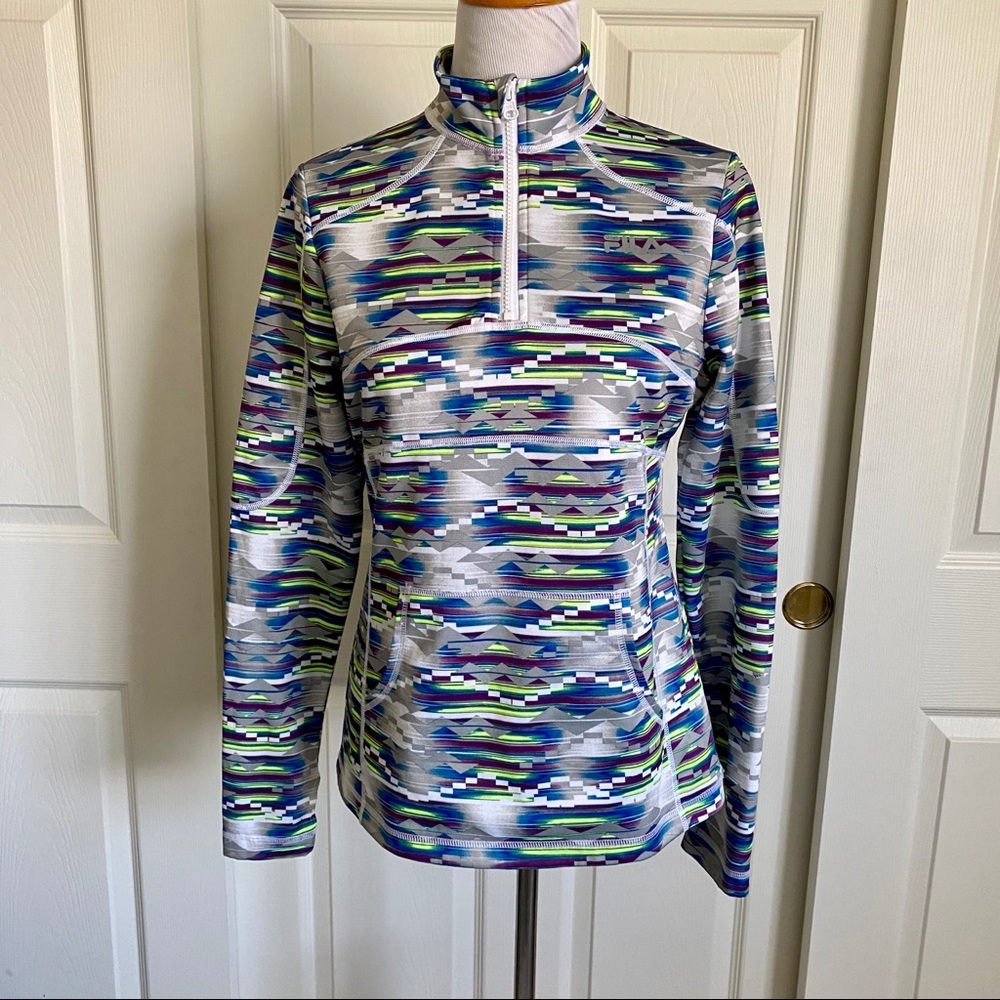 Fila Sport Quarter Zip Aztec Print‎ Pullover Base Layer Women's Size Medium EUC